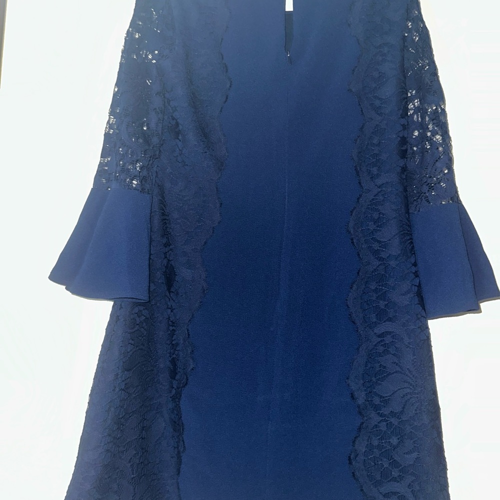 Elegant Navy Blue Lace Dress